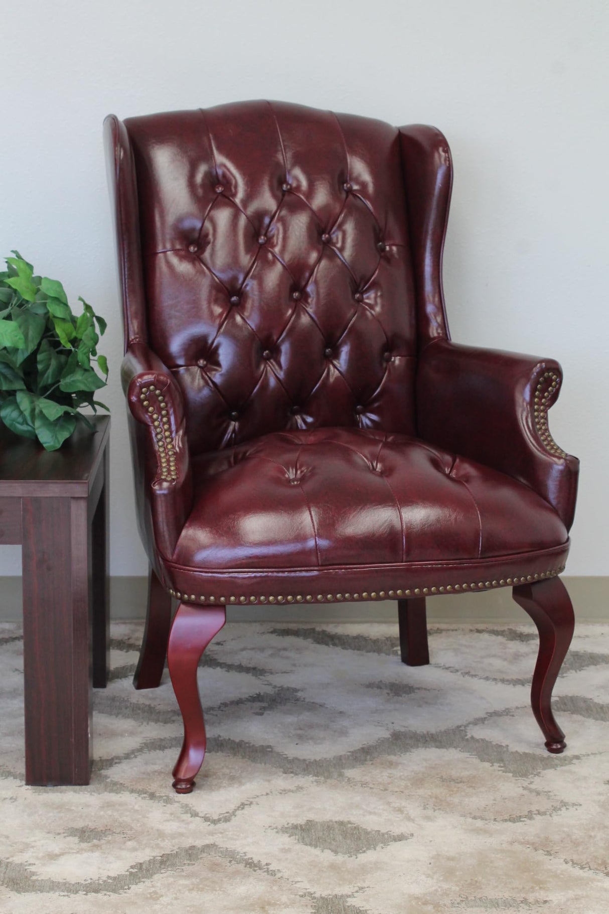 Boss Office Products Wingback Traditional Guest Chair in Burgundy Boss Office Products