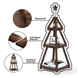 Cotata 41.3 inch 3-Tier Christmas Bookcase,Ladder Corner Solid Wood Tree Bookshelf for liveroom，Walnut Cotata