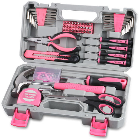 WINNER 150-Piece Pink Color All-Purpose Household Tool Kit in Toolbox Storage Case, Perfect for Women, Ladies and Girls with General Home Repairs, DIY Project, Garage, Office and College Dormitory Use WINNER