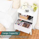 Yoobure Night Stand with Drawer, Modern Nightstand, Bedside Tables, Mid Century Nightstands with Open Storage Shelf, Wood Bedside Table, Small Night Stands for Bedrooms, 2-Tier Night Table Yoobure