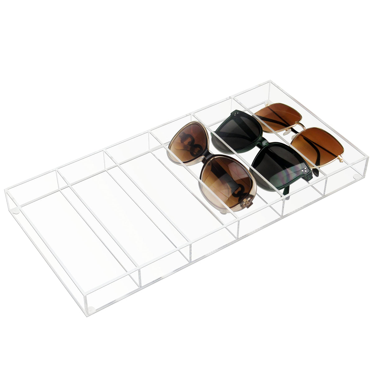 Weiai Acrylic Sunglass Organizer, Eyeglass Case Storage with 6 Slots for Multiple Glasses - 2 Pack, Clear Weiai