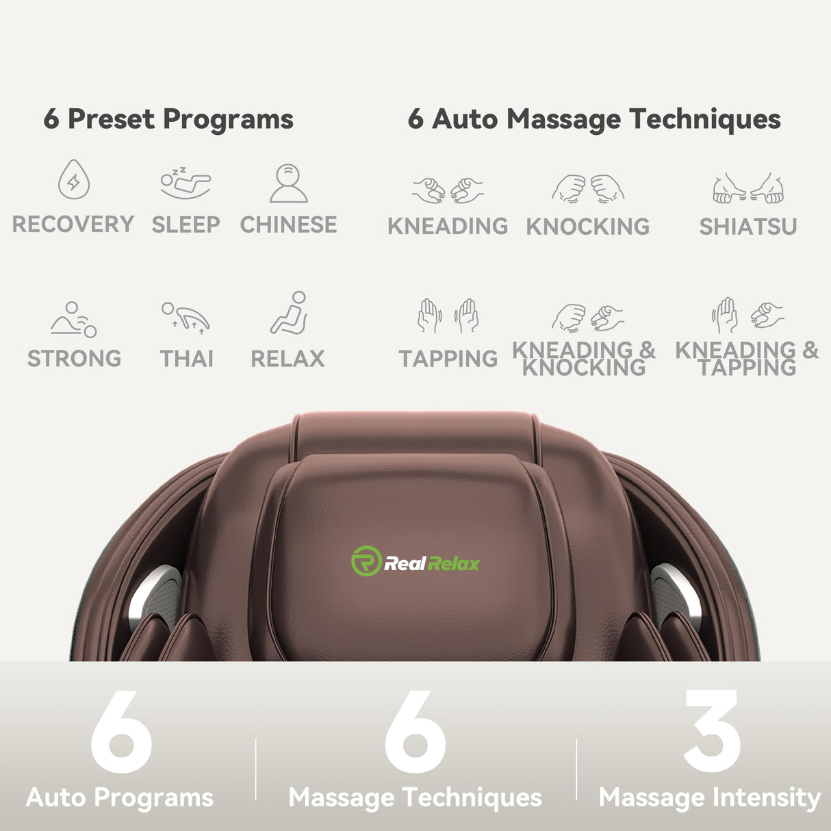 Real Relax Favor-06 Brown and Black Full Body Zero Gravity SL-Track Shiatsu Massage Chair Recliner with Heat, Bluetooth Foot Roller, 3D Massage, Airbag Massage, App & Remote Control Real Relax