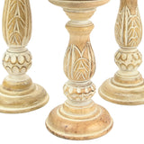 Boston Warehouse Natural Wood Pillar Candle Holder, 3 Piece Set, Distressed Whitewash Boston Warehouse