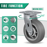 HANDSAMMU 6 Inch Heavy Duty Caster Wheels -Industrial Caster Wheels, Rubber Caster Wheels（Flat Tread） 700 Lbs Per Casters - Use for Dollies, Workbench (1 Swivel) Handsammu