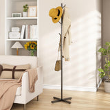 Wisdom Star Metal Coat Rack Freestanding, Hall Tree Coat Rack Stand, Heavy Duty Clothes Rack, Corner Hanging Clothes Rack for Jacket, Hats, Bags, Entryway, Living Room, Bedroom, Home Office, Black Wisdom Star