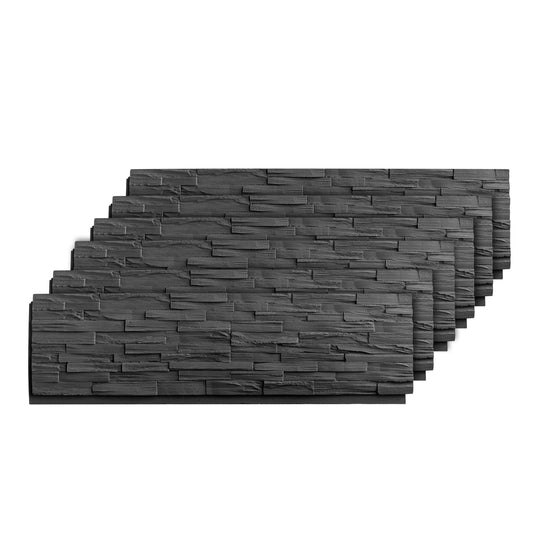 ROOMTEC 6-Packs Faux Stone Wall Covering Panels for Interior and Exterior Decor, PU Stone Veneer Exterior, Exterior Siding Panels for DIY Home Improvement Projects, 45.67" x 12.99" - WoodArtSupply