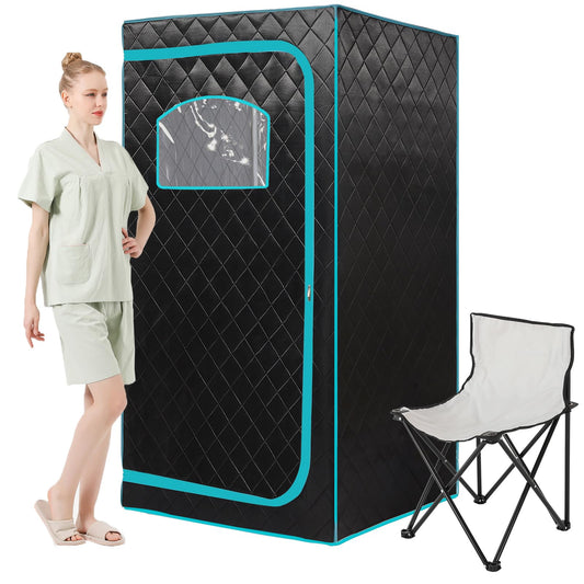 AURGOD Portable Full Size Infrared Sauna, One Person Sauna Tent Set for Home Spa with Temperature Remote Control, Heating Foot Pad and Reinforced Foldable Chair (Infrared Sauna)