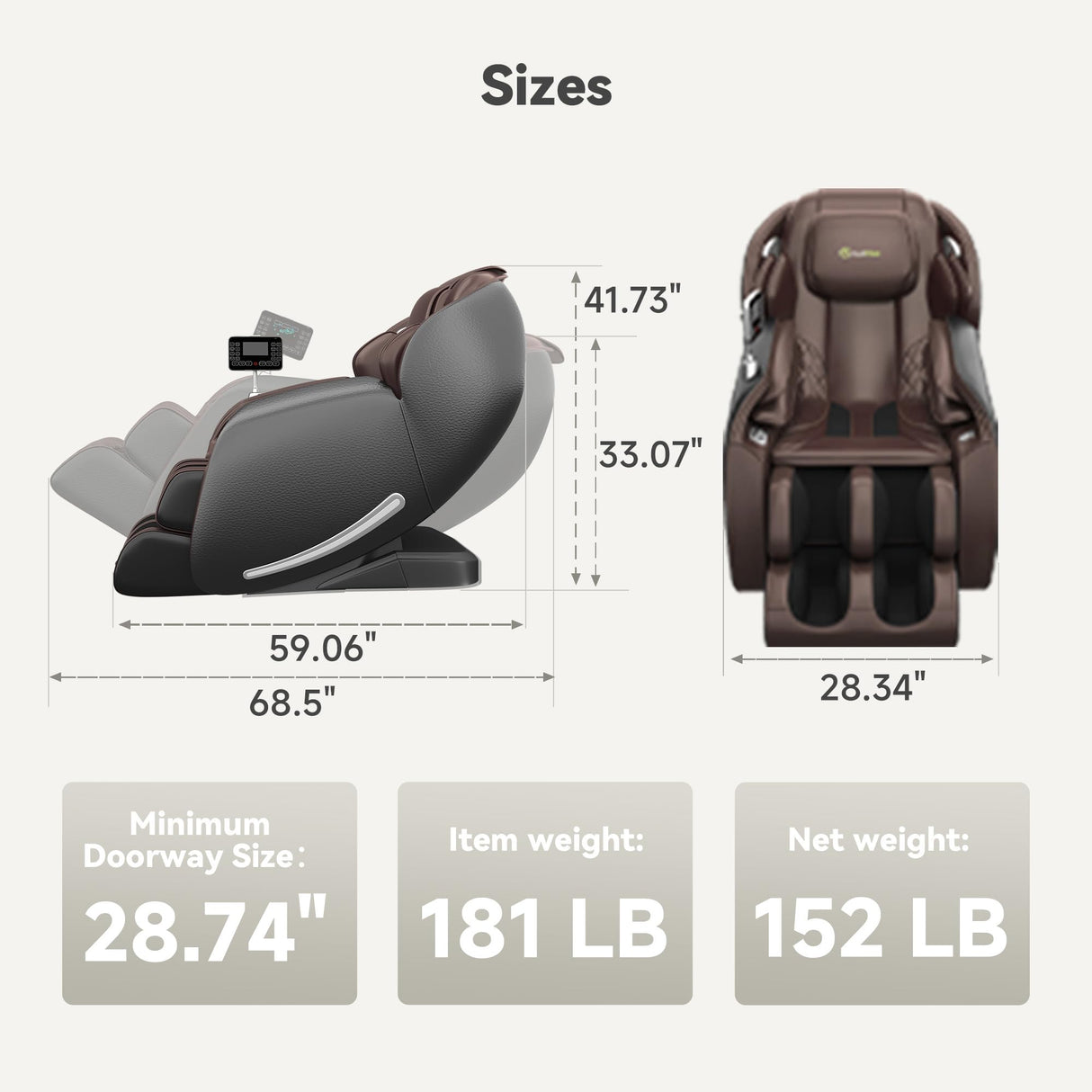 Real Relax Favor-06 Brown and Black Full Body Zero Gravity SL-Track Shiatsu Massage Chair Recliner with Heat, Bluetooth Foot Roller, 3D Massage, Airbag Massage, App & Remote Control Real Relax