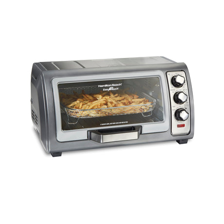 Hamilton Beach Toaster Oven Air Fryer Combo with Large Capacity, Fits 6 Slices or 12” Pizza, 4 Cooking Functions for Convection, Bake, Broil, Roll-Top Door, Easy Reach Sure-Crisp, Stainless Steel Hamilton Beach