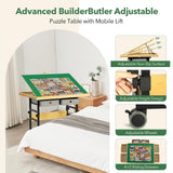 BuilderButler Adjustable Puzzle Table with 4+2 Drawers, Non-Slip Surface Puzzle Board, Tilting & Height Adjustment, 360° Wheels, and Protective Cover for Puzzle Enthusiasts BuilderButler