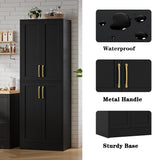 Homzbesy Pantry - Kitchen Pantry Cabinet with 4 Doors and Adjustable Shelves, Tall Black Cabinet Freestanding Storage Cupboard for Dining Room Living Room, Laundry, Bathroom Homzbesy