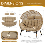 NICESOUL® Double Egg Chair Indoor Outdoor Stationary Oversized Thicken Padded Cushions,2 Person Egg Loveseat Chair, 680 lbs Extra Large Lounge Chair for Patio Balcony Porch Brown NICESOUL