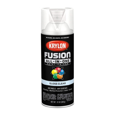 Krylon Fusion All-In-One Adhesive Spray Paint for Indoor/Outdoor Use, 12 oz, Clear
