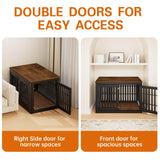 Snuowu 48" Heavy Duty Dog Crate Furniture for Small,Medium and Large Dogs,Rustic Wooden Dog Cage Kennel Indoor Furniture with Waterproof Top,Decorative Pet House Side End Table (Black & Wood) Snuowu