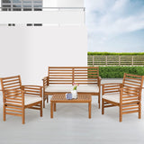 Outdoor Wood Sofa Set Patio Conversation Sets Acacia Patio Sofas Set with Thick and Soft Cushions Easy to Assemble Patio Furniture Set Natural Acacia Wood Compact and Sturdy Design Furniture Set PayLessHere