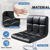 Homall Bar Stools Modern PU Leather Adjustable Swivel Barstools, Armless Hydraulic Kitchen Counter Bar Stool Extra Height Square Island Barstool with Back Set of 2 (Leather, Black) Homall
