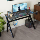 PayLessHere 47 Inch Gaming Desk PC Carbon Fiber Table Ultimate Gamer Workstation with Cup Holder & Headphone Hook for Home Office,Blue (Blue) PayLessHere
