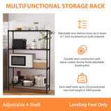 4-Tier Storage Shelves, 36Lx14Wx54H Wire Rack, Height-Adjustable Metal Shelving, Max Load 1000 LBS, Laundry to Garage, Black MKDLUFEI