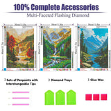 OFRKE Diamond Painting Kits for Adults,3 Pack Mountains Waterfall Diamond Art for Beginners, Diamond Round 5D Full Drill Paint with Diamonds Pictures Gem Art Painting Kits DIY Crafts Kits 12x16inch OFRKE