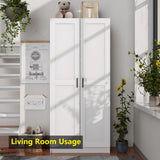 White Tall Kitchen Pantry Cabinet Organizers and Storage with Doors and Adjustable Shelves，Wood Large Gabinetes Para Cocina Office Bookshelf for Laundry Room Cabinets (31.5”W*15.7”D*71”H) Fenghua Lizhi