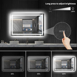 LOAAO 40X32 LED Bathroom Mirror with Lights, Anti-Fog, Dimmable, Backlit + Front Lit, Lighted Bathroom Vanity Mirror for Wall, Memory Function, Waterproof, Tempered Glass LOAAO
