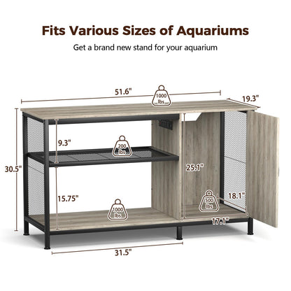 Tatub 55-90 Gallon Fish Tank Stand Large Aquarium Stand with Accessories Storage Cabinet, Heavy Duty Metal Fish Tank Cabinet Suitable for Turtle Tank, Reptile Terrarium, 1000LBS Capacity, Woo - WoodArtSupply