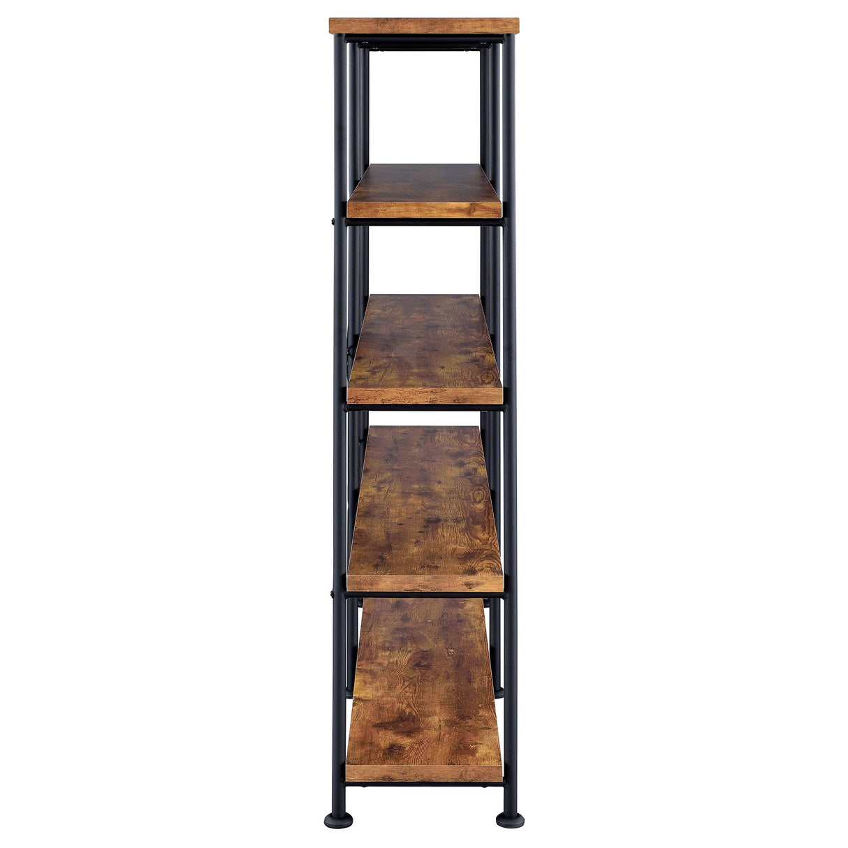 Coaster Home Furnishings Analiese Rustic Industrial 4-Tier Double Bookcase Etagere Bookshelf Office Storage Book Shelf Engineered Eco-Friendly Wood Laminate Sturdy Black Steel Rustic Nutmeg 801543 Coaster Home Furnishings