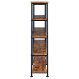 Coaster Home Furnishings Analiese Rustic Industrial 4-Tier Double Bookcase Etagere Bookshelf Office Storage Book Shelf Engineered Eco-Friendly Wood Laminate Sturdy Black Steel Rustic Nutmeg 801543 Coaster Home Furnishings