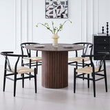 Lecafur HL Wishbone Dining Chairs Set of 6 Metal Mid Century Modern Weave Kitchen Chairs, Black Finish Lecafur HL