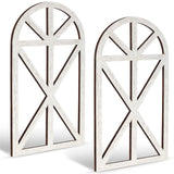 Yulejo 2 Packs 15.16 x 7.7 Inch Rustic Wood Window Frame Wooden Cathedral Arch Window Wall Decor Frame Art Farmhouse Wall Decor for Home Kitchen Living Room Bedroom Yulejo