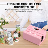 Whubefy Auto Tumbler Heat Press Machine, Pink Mug Heat Press Heat Up Even & Fast, Cup Press Machine for 30oz, Sublimation Machine for Tumbler 2.6-3.34in, Glass Jar, Can & Mugs, Halloween Spirit Whubefy
