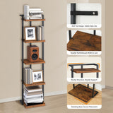 MAHANCRIS Bookshelf, 5-Tier Bookcase, Vertical Tall Narrow Book Shelf for Small Space, Open Storage Display Shelf with Stable Base & Anti-Tip Kits, for Living Room, Study, Rustic Brown BKHR11501 MAHANCRIS