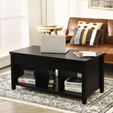 Tangkula Wood Lift Top Modern Coffee Table w/Hidden Compartment and Open Storage Shelf for Living Room Office Reception Room (Black) Tangkula
