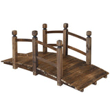 5FT Wooden Garden Bridge Arch Stained Finish Footbridge Decorative Backyard Bridge with Double Safety Railings Outdoor Lawn Pond Bridge Walkway for Garden Yard Patio Courtyard Farm Stream Creek RELIANCER