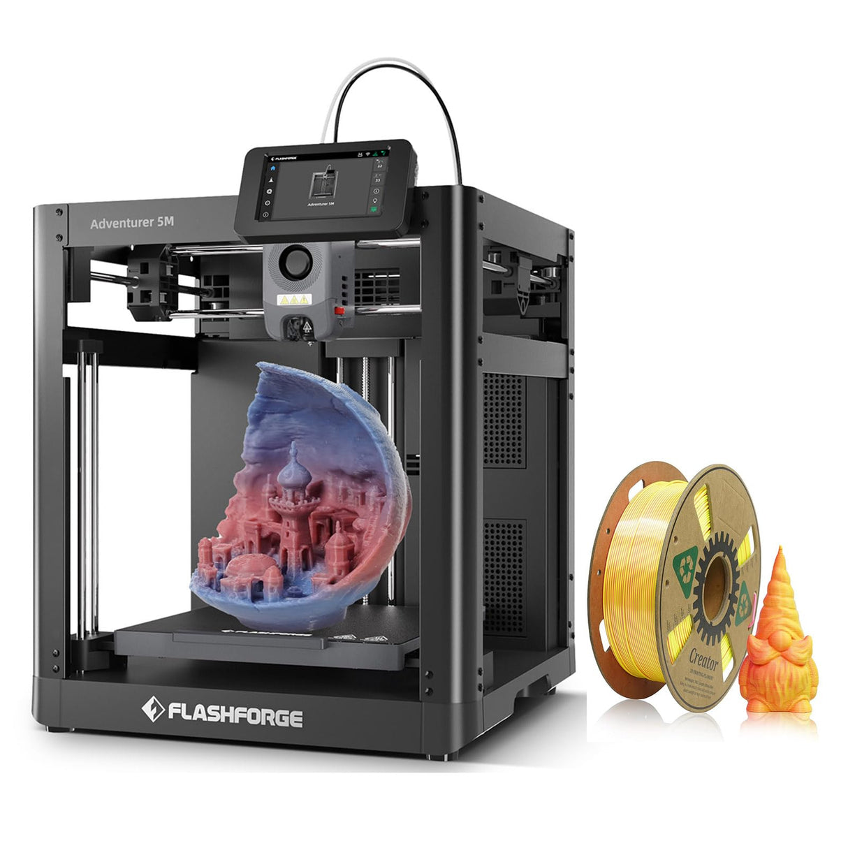 FLASHFORGE Adventurer 5M 3D Printer with Extra 1KG Silk PLA Pink Yellow Filament FLASHFORGE