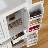 71" Tall Kitchen Cabinet Pantry Storage,Modern Kitchen Hutch Cabinet with Doors and Adjustable Shelves,Large Freestanding Food Pantry with 2 Drawer for Dining Room, Living Room, Hallway,White chartustriable