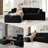 104 Inch Cloud Sectional Couch with L-Shape Chaise,Modern Upholstered Couches with Deep Seat,Corduroy Sponge Compressed Sofa for Living Room,No Assembly Required (Black) ZKJOLMN