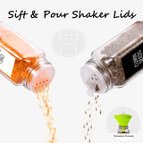 Churboro 66 Spice Jars with 547 Labels- Glass Spice Jars with Black Metal Caps, 4oz Empty Spice Containers with Shaker Lids, Funnel, Chalk Pen, Square Seasoning Bottles for Spice Rack, Drawer, Cabinet Churboro