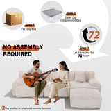 120" Modular Boneless Couch Cloud Couch Sectional Couches for Living Room with Ottoman, Modern L-Shaped Modular Sectional Sofa with Deep Seat, Corduroy 3-Seater Sleeper Sofas for Living Room (Beige) Aaron Living