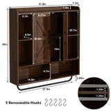 RUSTOWN Rustic Wood Wall Bathroom Cabinet, Farmhouse Medicine Cabinet Wall Mounted, Space Saving Wall Storage Cabinet with 2 Barn Door, 3-Tier Adjustable Shelves and Towel Bar(Dark Walnut) RUSTOWN