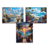 Tiwabb 3 Pack Beach Leisure Diamond Art Kits for Adults Beginners,Diamond Painting Kits for Adults,5D Full Drill DIY Diamond Dot Gem Art Kit Wall Home Decor Arts Craft 12x16 inch Tiwabb