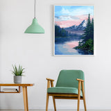 Ginkko Paint by Numbers Kit for Adults Beginner & Kids Ages 8-12 with Wooden Frame Easy Acrylic on Canvas 12x16 inch with Paints and Brushes, Mountain Sunset(Include Framed) Ginkko