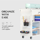 Oransail Rolling Craft Storage, Compatible with Cricut Machines, Craft Cart with Vinyl Roll Holders, Craft Table with Storage, Craft Cabinet Workstation Tool Holder for Craft Room Oransail
