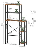 CHOEZON Over The Toilet Storage, 6-Tier Bathroom Organizer Shelf, Over-Toilet Storage Cabinet with Toilet Paper Hook, Space Saving, for Bathroom, Laundry, Entryway, Rustic Brown and Black TTS02BF CHOEZON