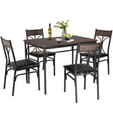 VECELO Kitchen Dining Room Table Set with 4 Chairs for Small Space, Apartment,Metal Steel Frame VECELO