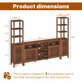 BVIUNTWO Farmhouse TV Stand for 70 inch TVs, Entertainment Center with Bookshelves - 4 Door Media Console with Adjustable Shelves, Storage Cabinet for Living Room Bedroom Home Theater, Rustic Brown BVIUNTWO