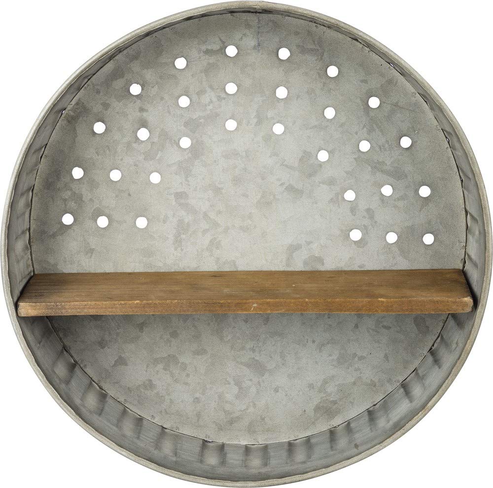 Primitives by Kathy Distressed Wall Shelf, 12.5 in Diameter, Metal and Wood Primitives by Kathy