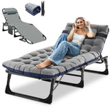 DoCred Folding Chaise Lounge Chair, Folding Cot, 5-Position Adjustable Heavy Duty Patio Chaise Lounges for Outside, Poolside, Beach, Lawn, Camping DoCred