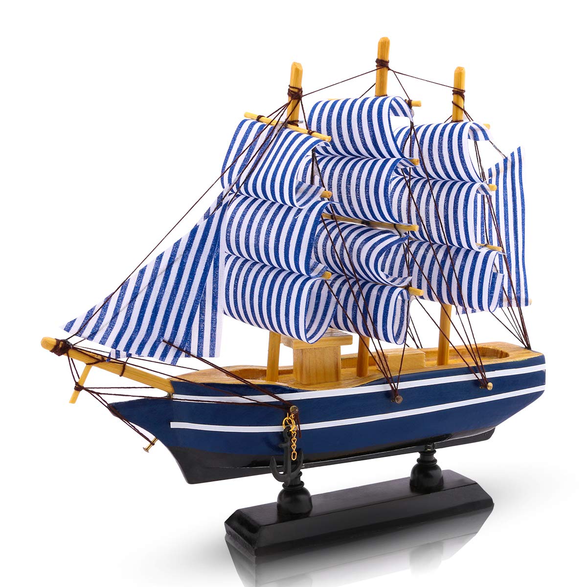 Dedoot Sailboat Model Decor, Wooden Sailing Boat Nautical Decor 7"x8" Model Ship for Ocean Theme Party and Room Decoration, Photo Props dedoot