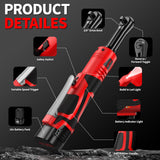 FULLYEA Electric Ratchet Wrench Set, 550 RPM Cordless Ratchet Wrench, 3/8" 18V Power Ratchet Tools with Variable Speed, LED Light, 7 Sockets, 2 Packs 2.0Ah Lithium-Ion Battery and Fast Charger FULLYEA